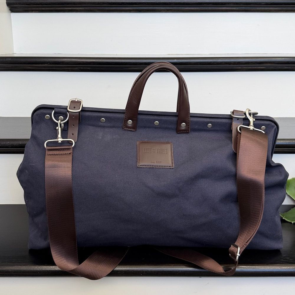 Line of Trade canvas genuine leather unisex travel tote bag weekender duffel
